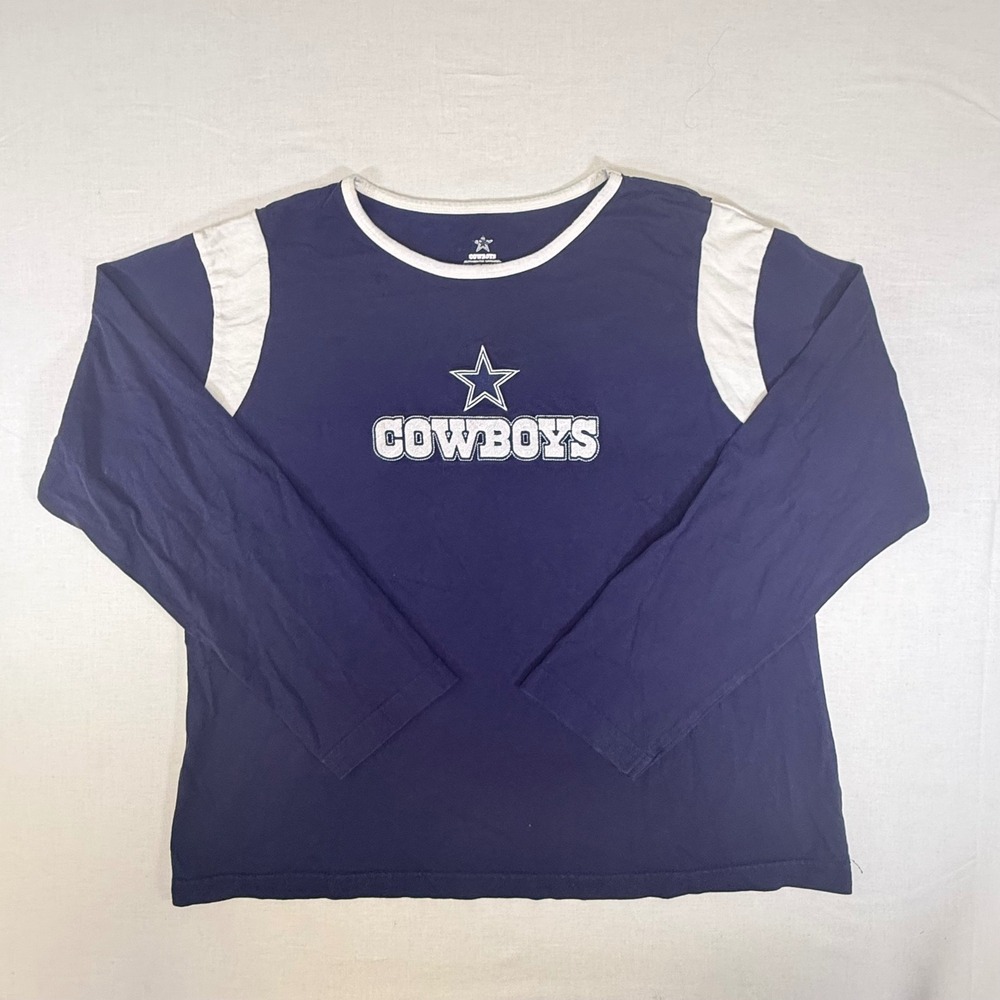 Dallas Cowboys Womens XL Navy Blue Long Sleeve T-Shirt Organic‎ Cotton NFL Logo